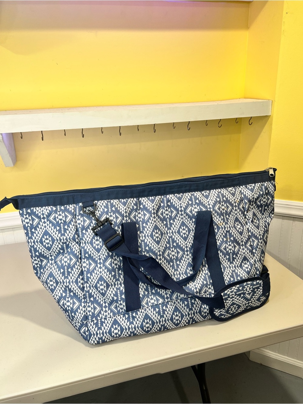 Navy Aztec Print Tote Bag - Travel & Beach Carryall